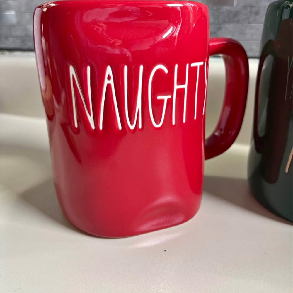 Rae Dunn Red Naughty/Nice double sided Mug holiday Christmas home decor